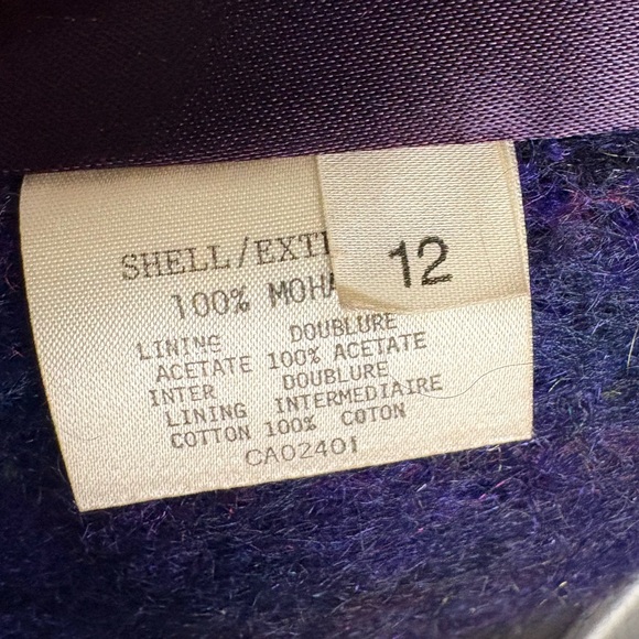 Mallia Vintage Mohair Long Wool Coat/Designer 🇨🇦Brand/Purple Colourful Stripe - Picture 8 of 13